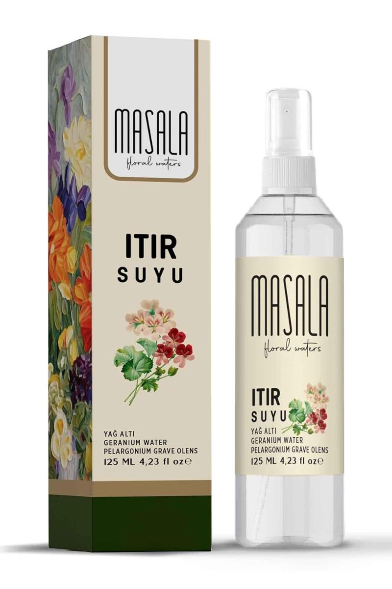Masala Saf Itır Suyu (Sardunya) 125 ml%100 Doğal Yağlı Hidrosol - Tonik Geranium Floral Water Hydrosol Tonic