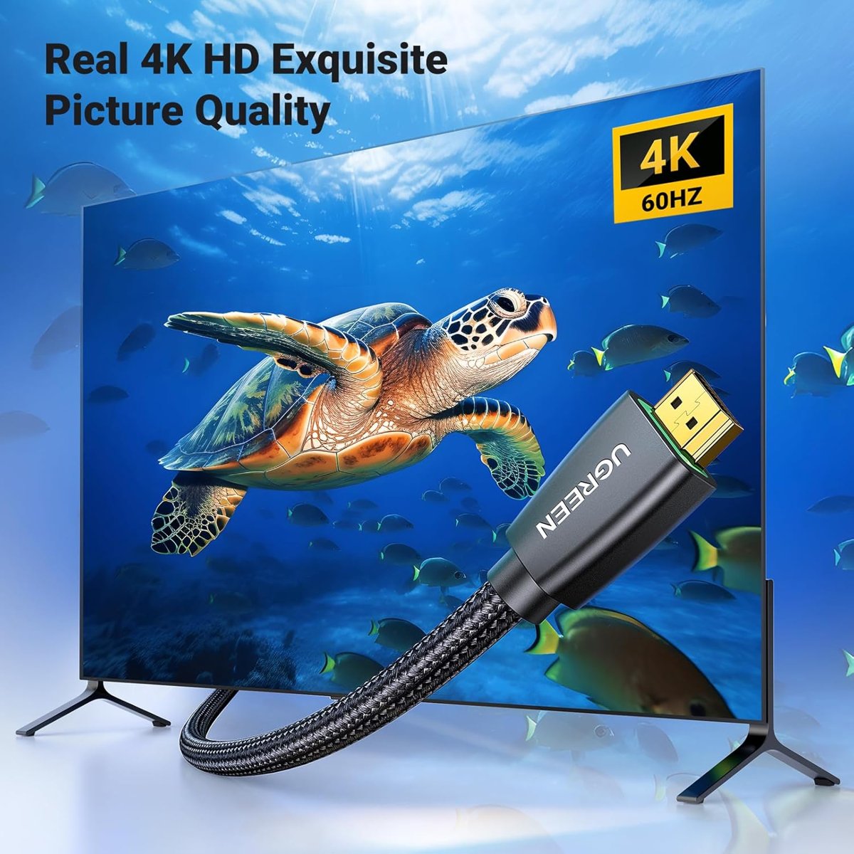 UGREEN HDMI Kablo 4K 60Hz UHD 2.0 HDMI ARC Kablo HDR 3D High Speed 18Gbps Ethernet Altın Kaplama TV Televizyon, Monitor, Blu-ray, PS5/PS4/PS3, Xbox Series S, Soundbar (3M)