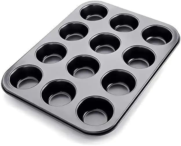 Muffin Kek Kabı ve Cupcake Fırın Tepsisi – Yapışmaz Metal Hamur, 12 Gözlü Muffin Kabı, Cup Cake Pişi