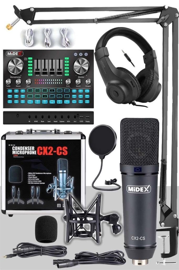 Midex Stüdyo Ekipmanları Private Paket-4 CX2 Mikrofon VS20 Ses Kartı Stüdyo Kayıt Seti