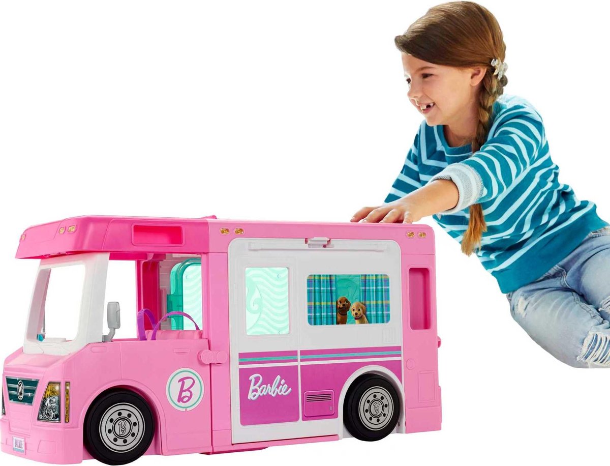 Barbie'nin 3'ü Bir Arada Muhteşem Karavanı ve Aksesuarları, Havuz, Kamyonet, Tekne ve Aksesuarlı Ara