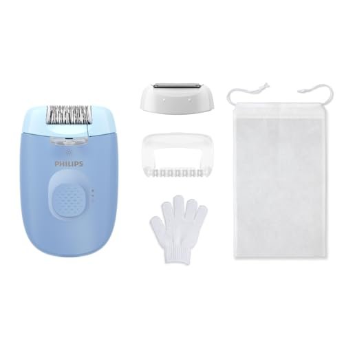 Philips Epilasyon Cihazı, Taşınabilir Kompakt Tasarım, LED Işıklı Yıkanabilir Başlık, Masaj ve Tıraş