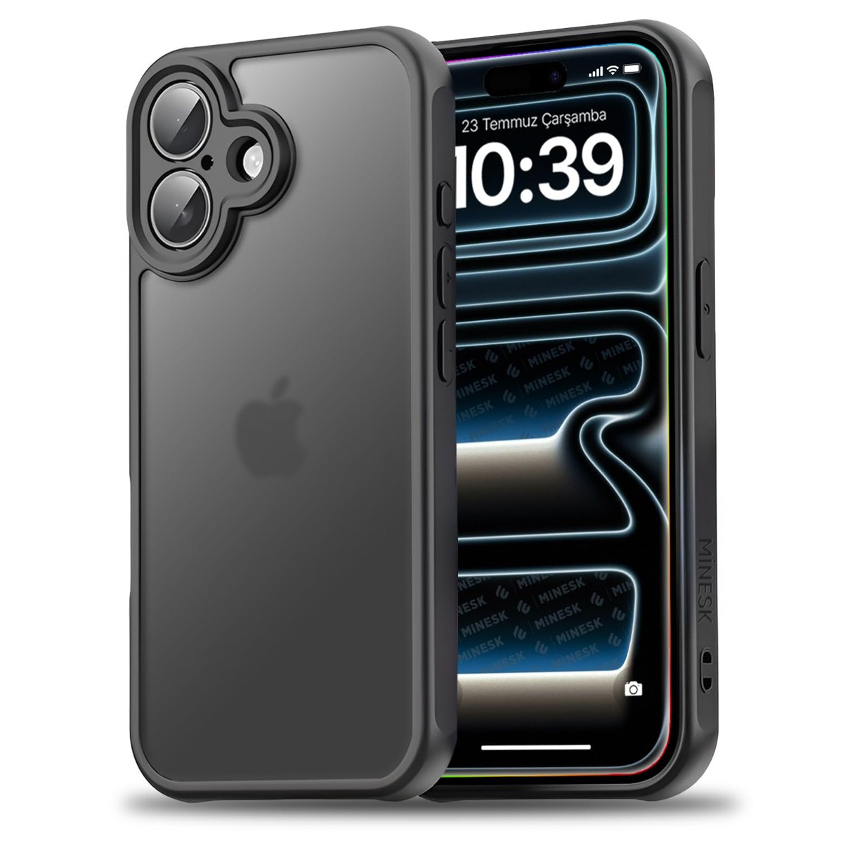Minesk iPhone 16 için MattCover Serisi Arkası Mat Polikarbonat Kenarları Silikon ve Köşeleri Güçlend