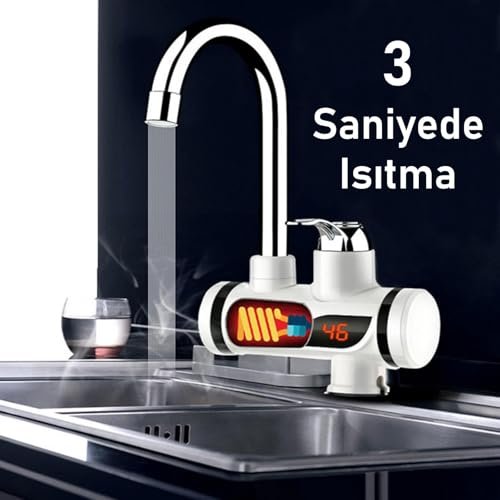 Valkyrie Ani Su Isıtıcılı Musluk Elektrikli Şofben Musluk Dijital Göstergeli 3000W