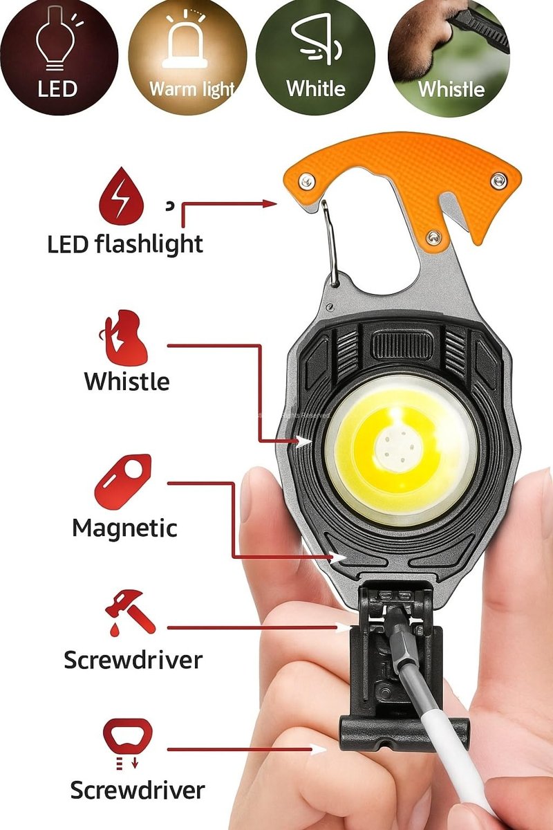 Busstier Çok Fonksiyonlu Mini Led Lamba Anahtarlık ve Çakmak Şarjlı Taşınabilir Kamp Lambası 7 Işık Modlu Şarjlı Acil Durum Işığı Outdoor Anahtarlık Lamba