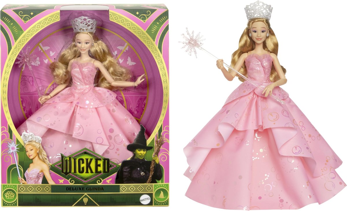 Mattel Universal Wicked Deluxe Glinda Moda Bebek ve Aksesuarlar, Taç ve Asa, Filmden Esinlenen Görünüm ve İmkanlı