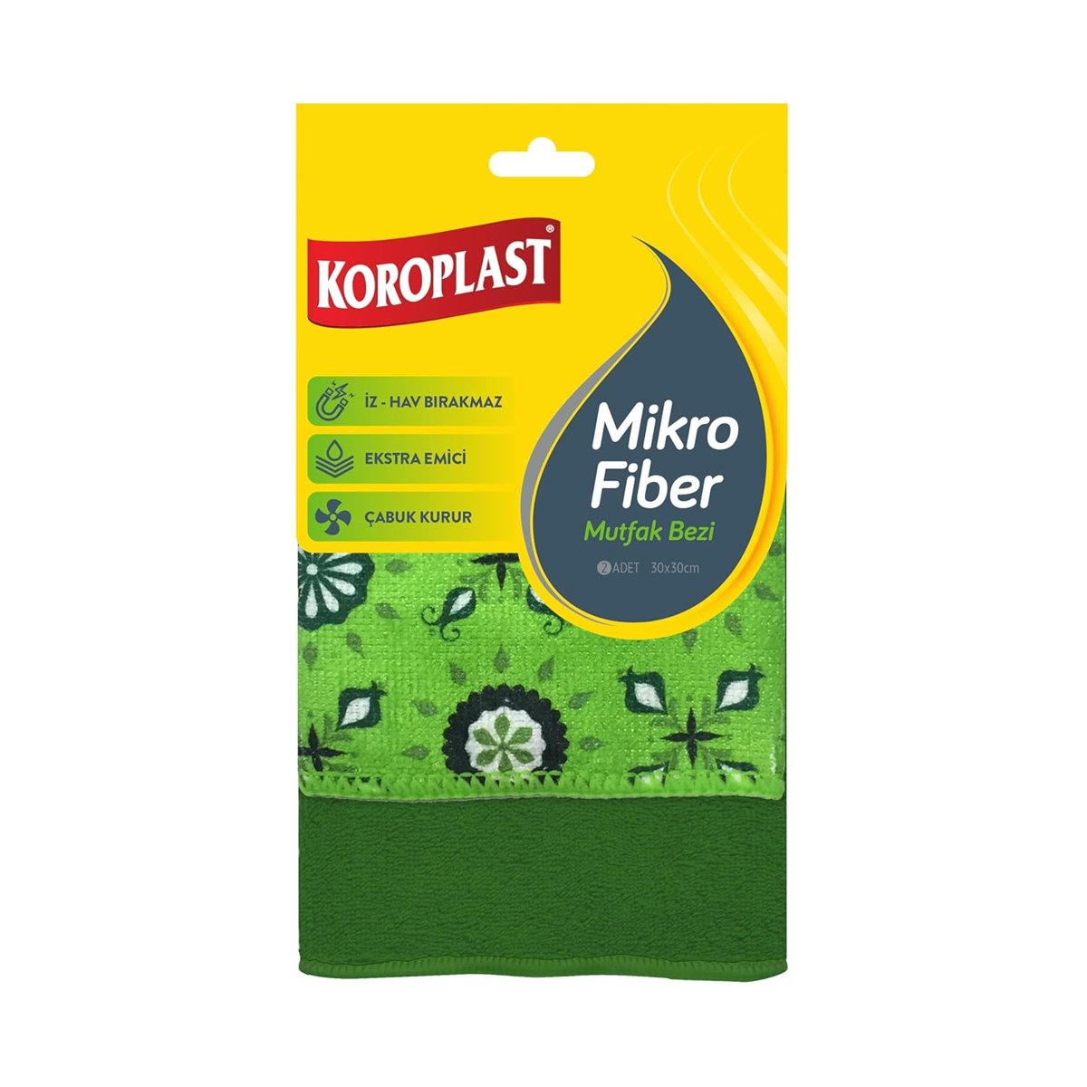 Koroplast Mikrofiber Mutfak Bezi 2'li Set, Hızlı Kuruyan Uzun Ömürlü Mikrofiber Temizlik Bezi Seti, Yüksek Toz ve Sıvı Emiş Gücü, Mutfak, Ofis, Ev için Tüy ve Çizik Bırakmayan Temizlik Bezi