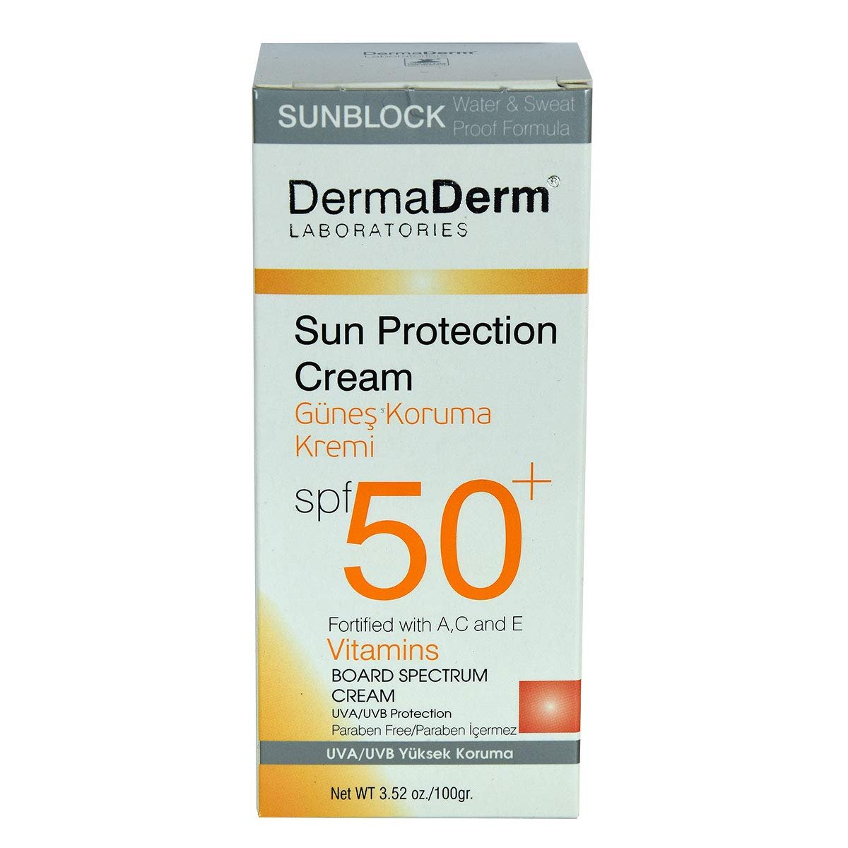 DERMADERM GÜNEŞ KORUMA KREM SPF + 50, (1 x 100 gr)