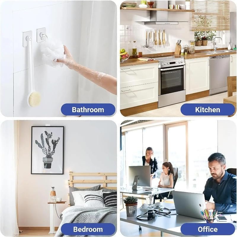 AEE® 10 Adet Çok Amaçlı Yapışkanlı Çivi Vida Askı Kanca Raf Tablo Saat Asma Aparatı 10mm Vidalı
