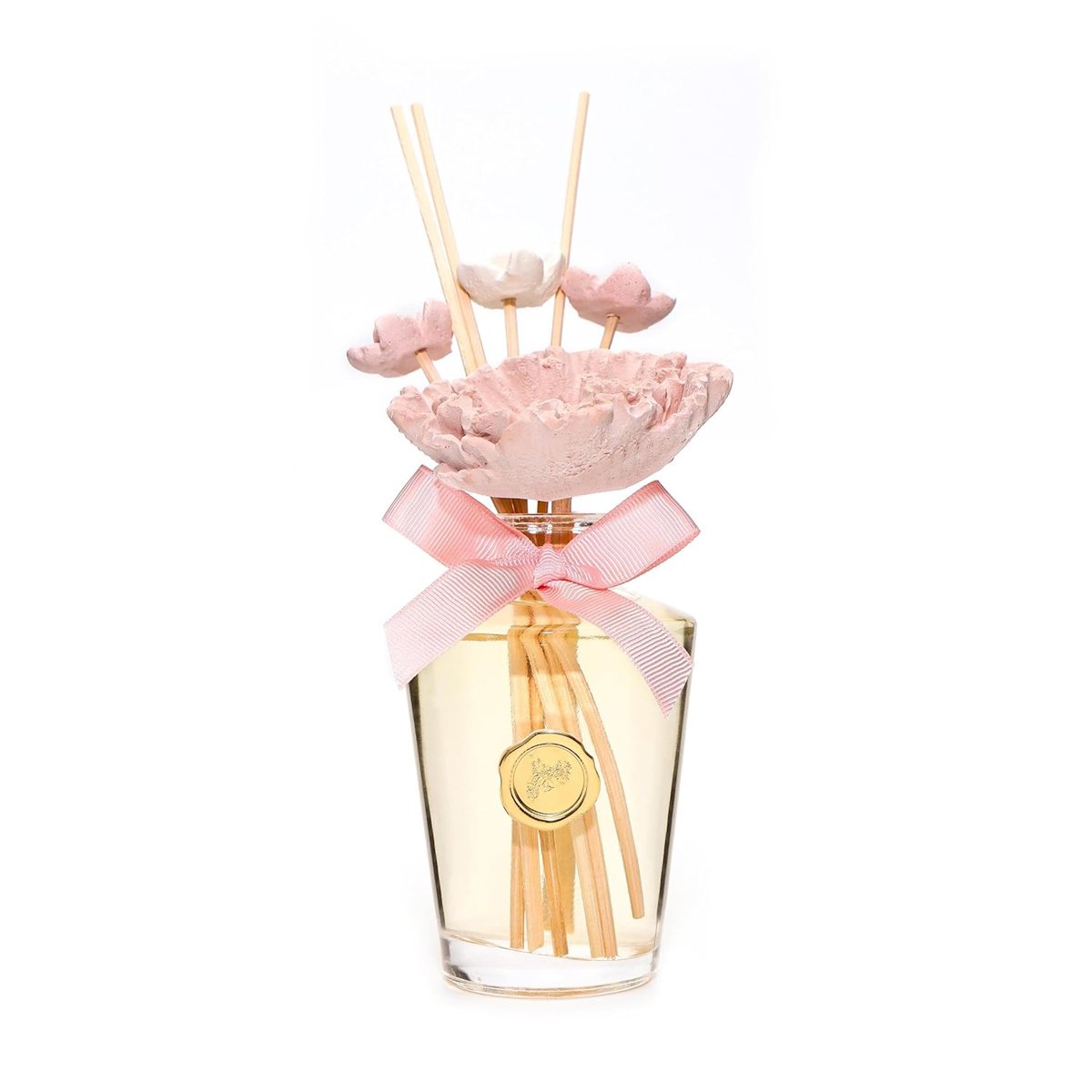 MİSSİ 130 ml Pembe Çiçek Seramik Taş Bambu Çubuklu Garden Rose-Pudra Oda Kokusu
