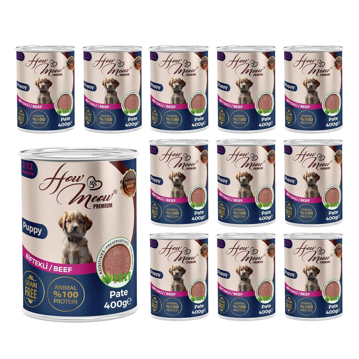 How Meow Yavru Köpek Biftekli Pate 400 gr x 12 Adet