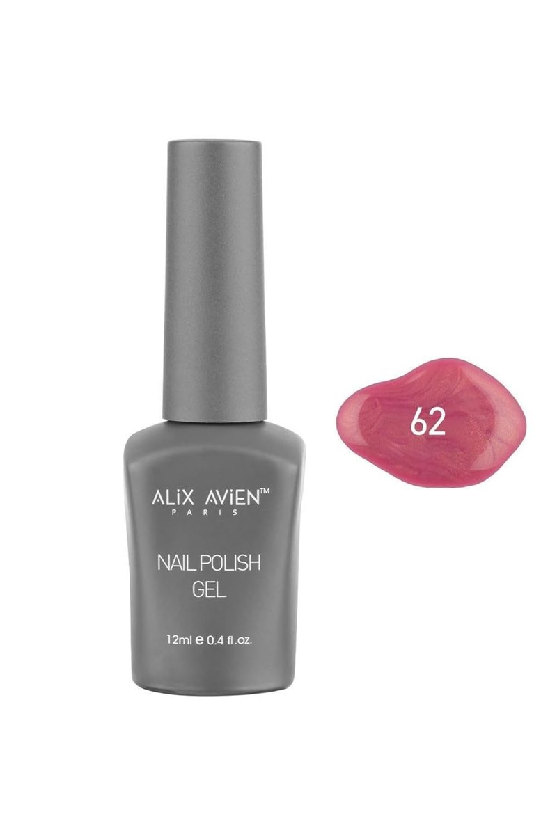 ALIX AVIEN Işıltılı Koyu Pembe Kalıcı Oje 62-Yoğun Renk Veren Jel Oje 12 ml-Nail UV Gel Polish 62