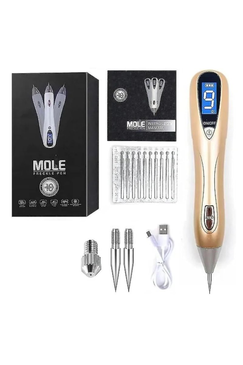 Mole Plexr Pen Gold-Plazma Kalem Seti, Kablosuz Şarj, 10 İğne, 3 Kartuş