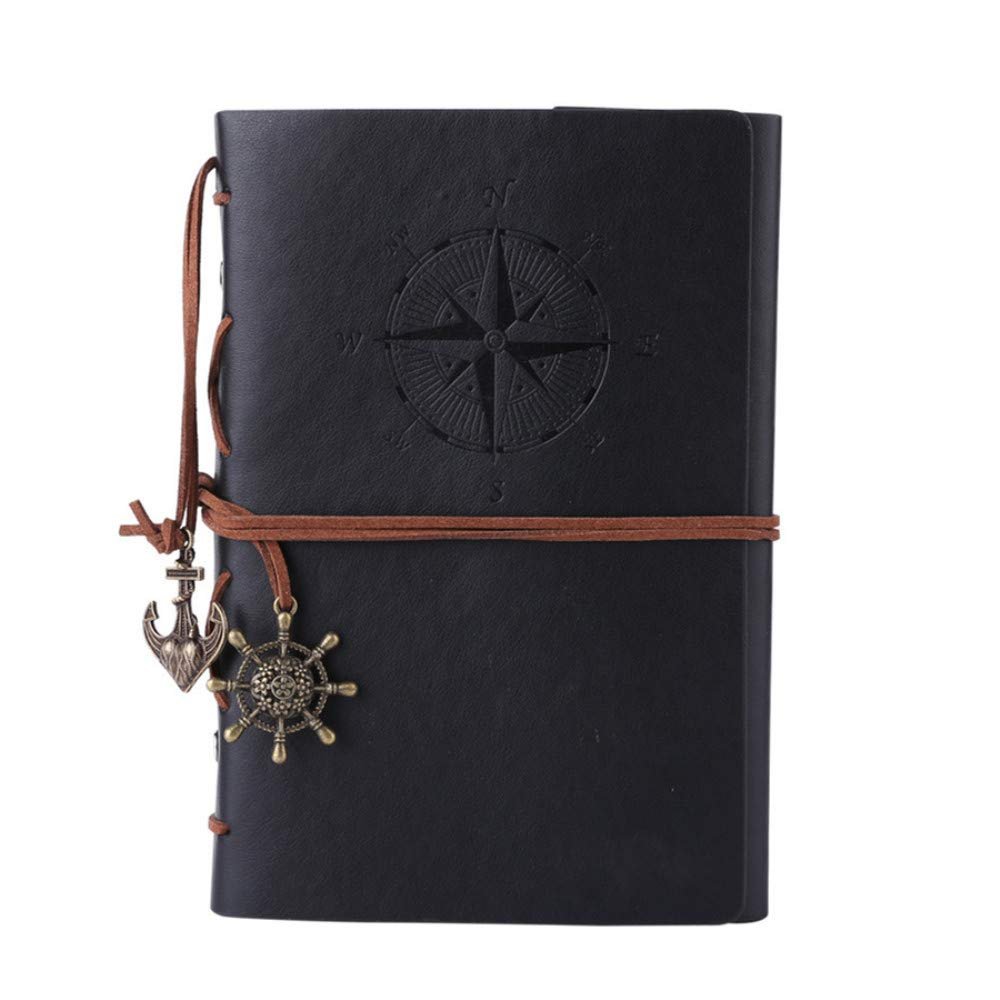 MALEDEN Vintage doldurulabilir notebook, birinci sınıf PU-Deri klasik kabartmalı Travel Journal günlük boş sayfa ve retro kolye ucu