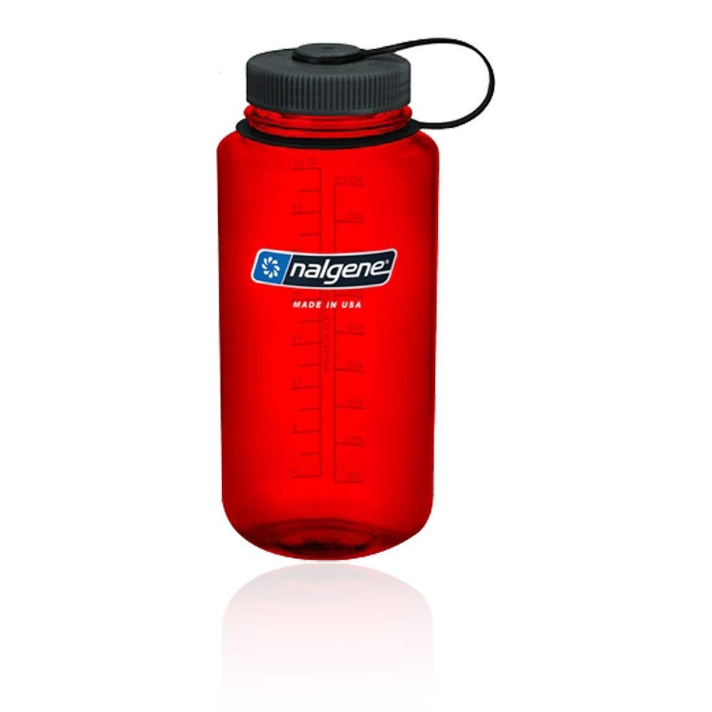 Nalgene Tritan Geniş Ağız BPA içermeyen Su Şişesi, Kırmızı/W Siyah Cap, 32-ons