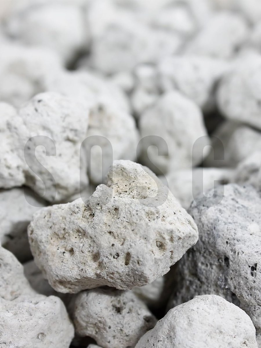 SOSC Natural Volkanik Beyaz Lav Taşı, Dekoratif Pomza, 2-4 cm, 1 Litre, Drenaj ve Toprak Nemlendirici Özellikli