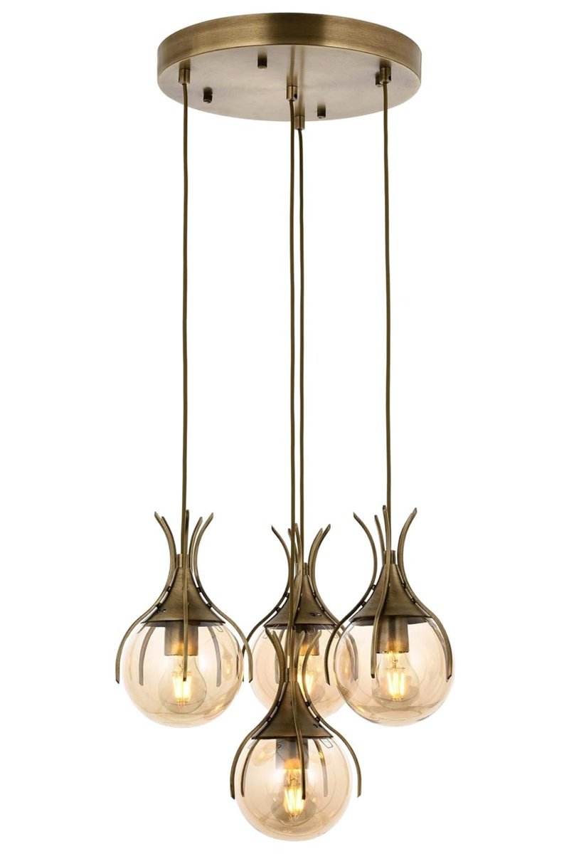 AVONNI AV-60161-4ET Eskitme Kaplama Modern Avize, E27, Metal, Cam, 40cm