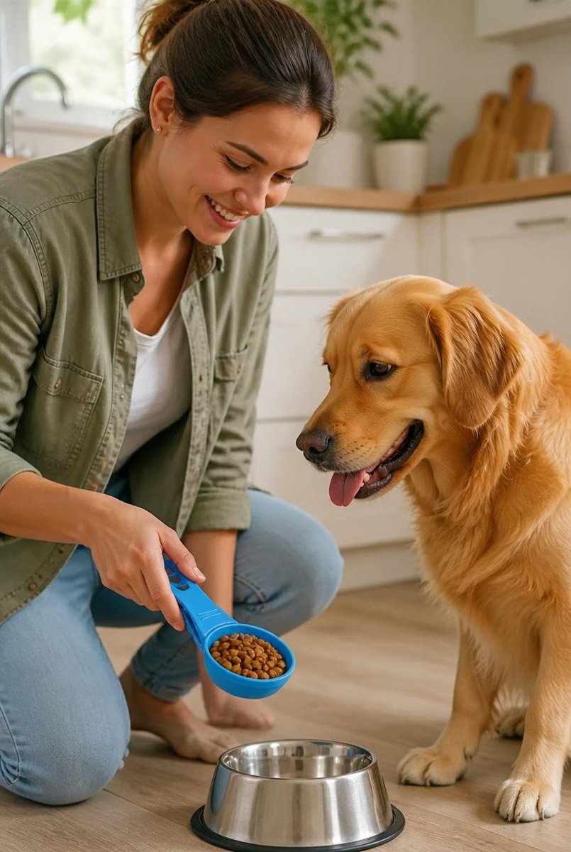 Busstier Klipsli Silikon Mama Kepçesi 118 ml Ölçekli Kedi Köpek Mama Küreği Mama Poşeti Kapatıcı Katlanabilir Ölçü Kaşığı Çok Renkli Evcil Hayvan Besleme Aparatı