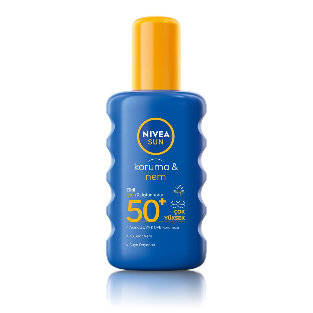 NIVEA SUN SPF50+Yüksek Güneş Koruyucu 200 ml,Suya Dayanıklı,Nemlendirici,C Vitamini,Hyalüron