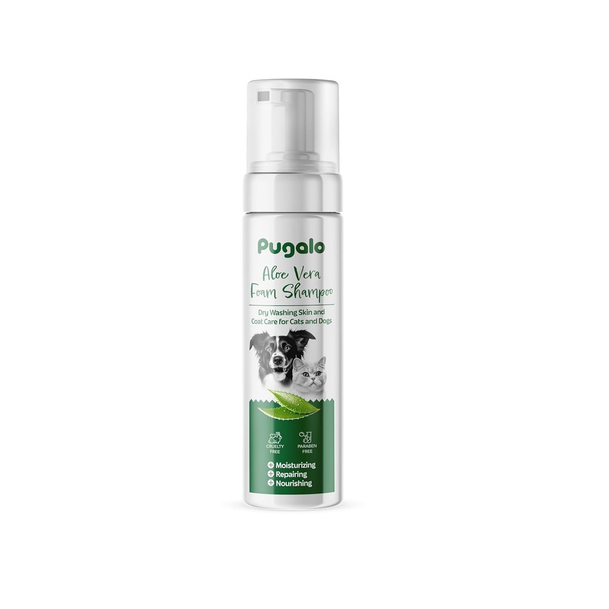 PUGALO Kedi ve Köpekler Için Kuru Köpük Şampuan Tarama Kolaylığı Sağlar 250 ml (Aloe Vera)