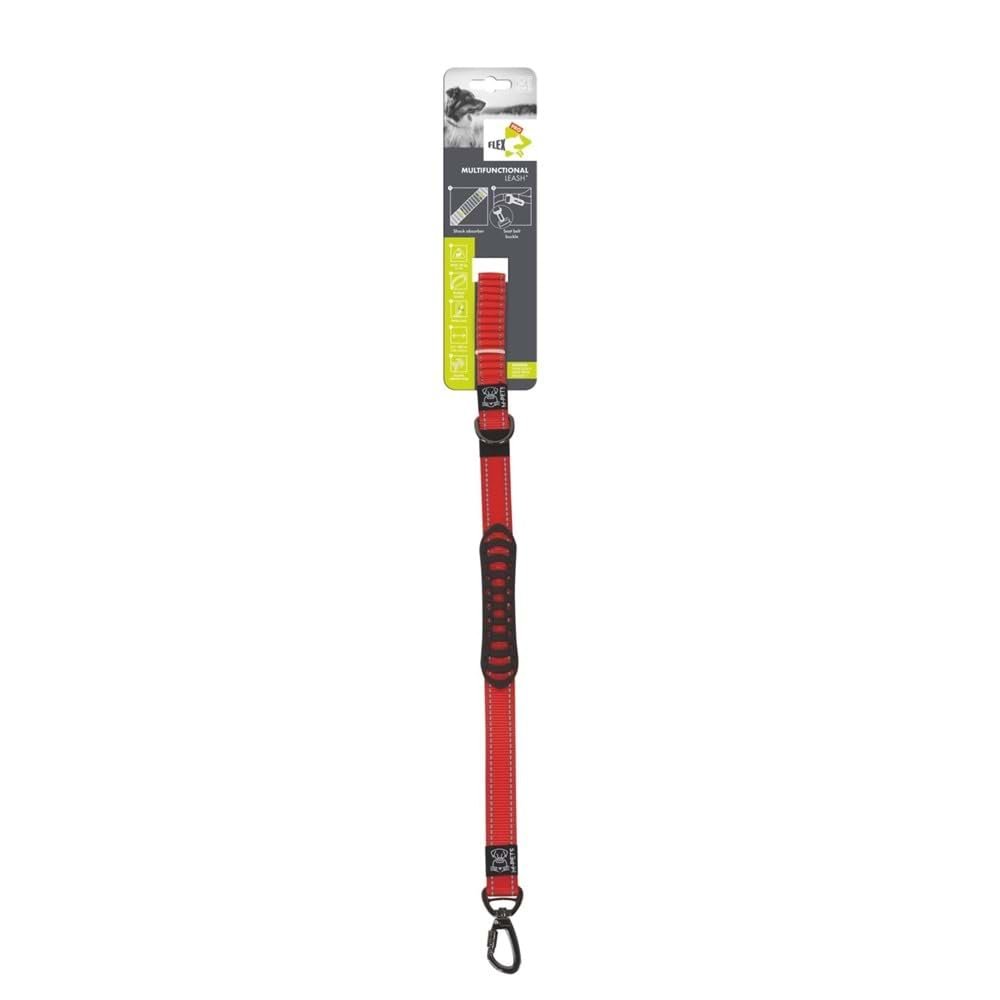M-PETS FLEX PRO MULTİFONKSİYONEL GEZDİRME TASMA RED