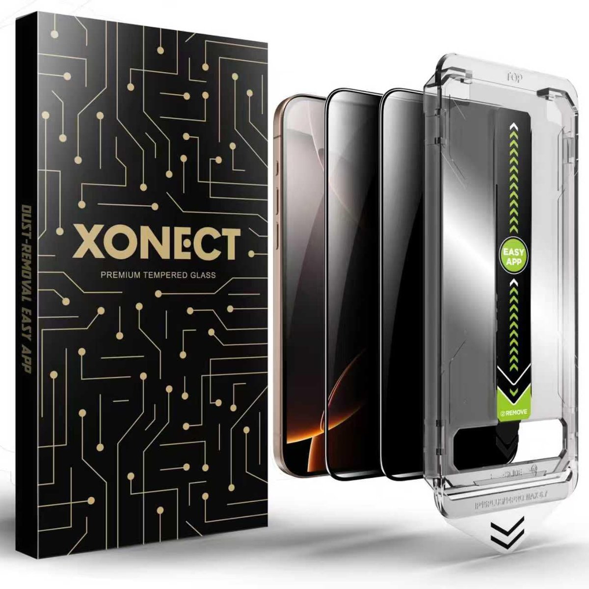 XONECT iPhone 16 Pro Max Uyumlu Ekran Koruyucu - 9H Temperli Cam, Gizlilik Filtreli, 2’li Paket