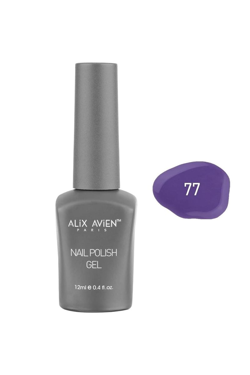 ALIX AVIEN Mor Mavi Kalıcı Oje 77-Yoğun Renk Veren Jel Oje 12 ml-Nail UV Gel Polish 77
