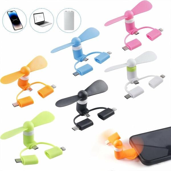 AEE® Mini Telefon Fanı Şarjlı Taşınabilir El Vantilatörü Type-C & iPhone Uyumlu Karışık Renk