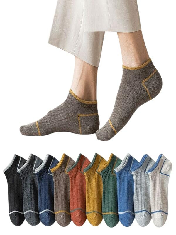 Sky Socks 10'lu Erkek Çemberli Renkli Patik Ekonomik Paket Kısa Spor Sneakers Çorap Tek Beden