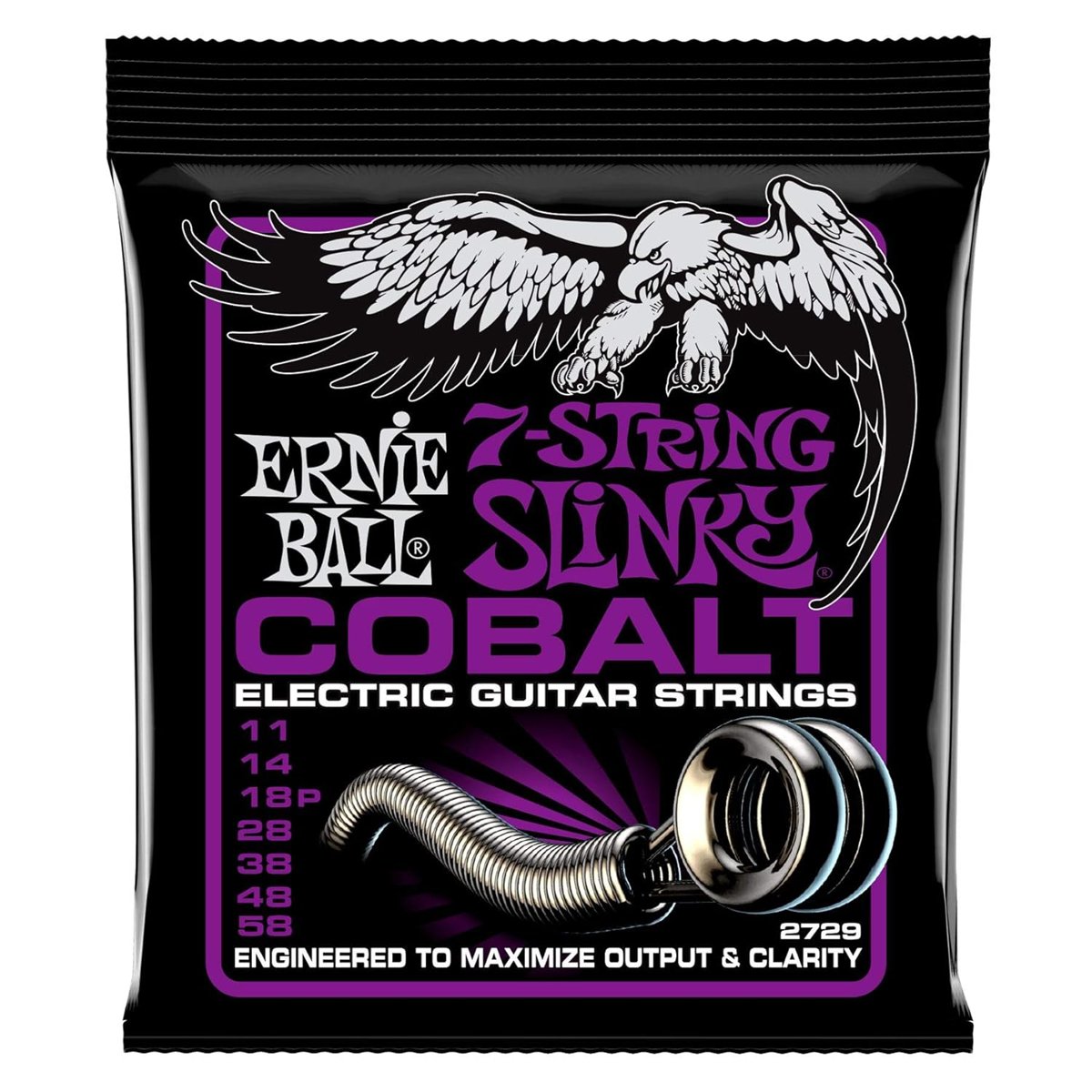 Ernie Ball Power Slinky Kobalt 7 Telli Elektro Gitar Telleri, Ölçü 11-58