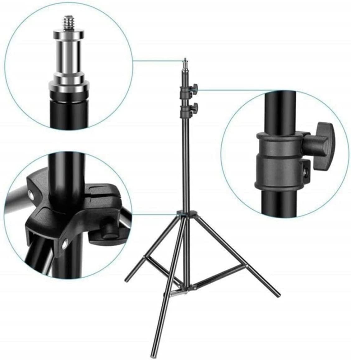 Coverzone Tripod Kamera Işık Ayağı Fotoğraf Makinesi Monopod 50 cm-200 cm Açılabilir Katlanabilir Tripod Yayıncı Vlog Youtuber Işık Tripod Ayağı