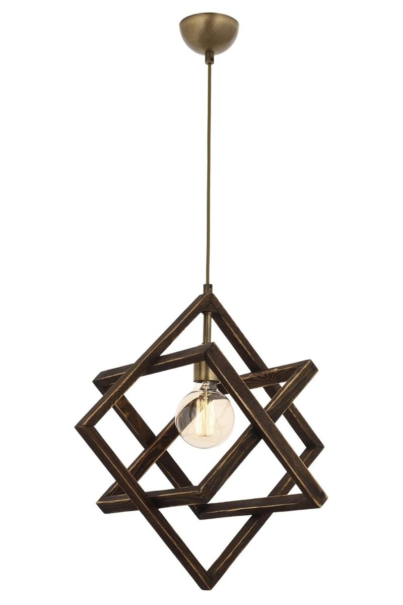 Avonni AV-60160-1E Eskitme Kaplama Modern Avize, E27, Ahşap, Metal, 30 Cm