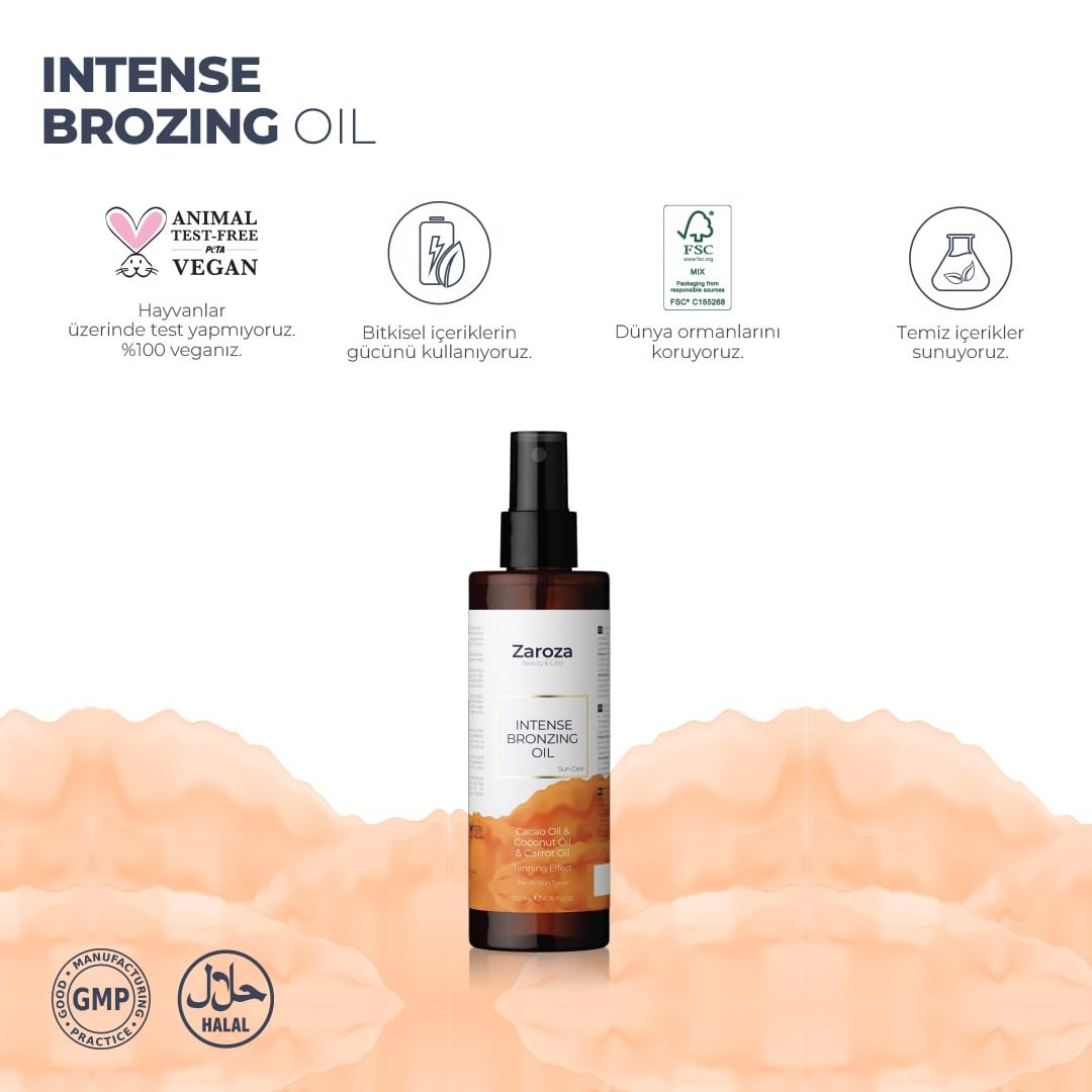 Zaroza Bronzlaştırıcı Yağ Havuç Hindistan Cevizi Kakao Yağı 200 ml