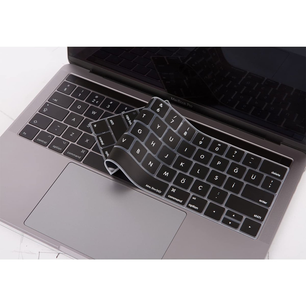 McStorey MacBook Pro Türkçe Q Klavye Koruyucu US ANSI Düz Enter Uyumlu Silikon Keyboard Cover 13-15