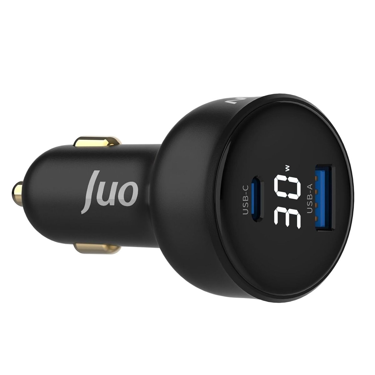 Juo 30W Led Ekranlı Type-C + USB-A Araç Şarj Aleti iPhone  Android  Tablet Araç içi Şarj Cihazı