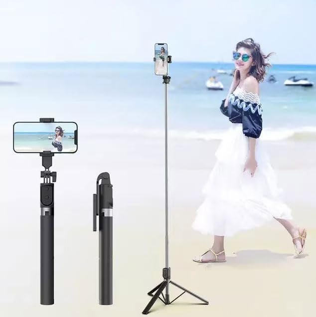 Coverzone Bluetooth Kumandalı Telefon Tripodu – Ayarlanabilir Yükseklikli Selfie Çubuğu, Masaüstü ve