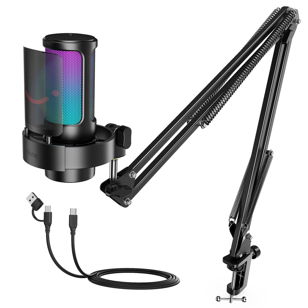 FIFINE AmpliGame A8T USB oyun mikrofonu, PC kondenser mikrofon, Boom kollu