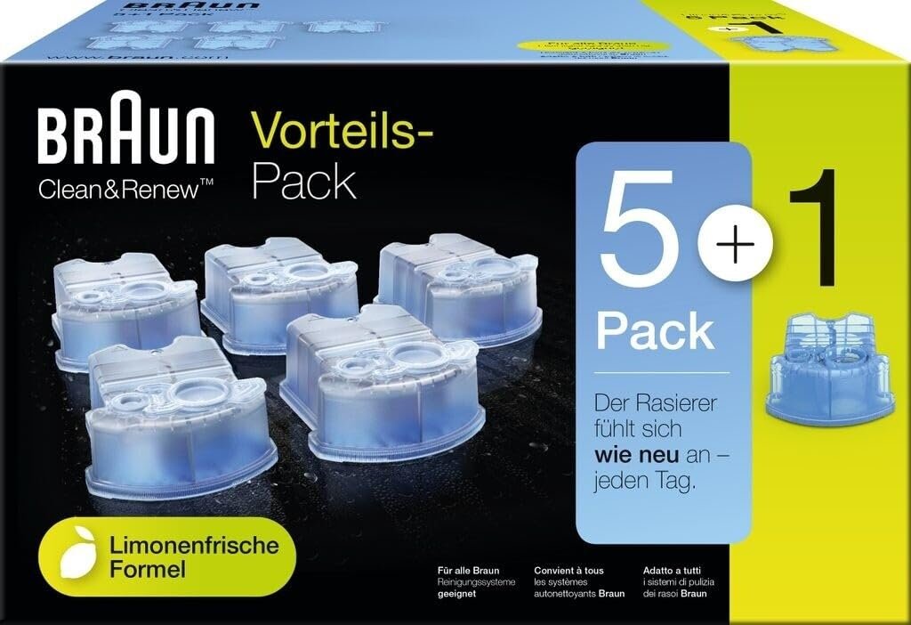 Braun Clean & Renew elektrikli tıraş makinesi için yedek kartuşlar, 5+1'li paket