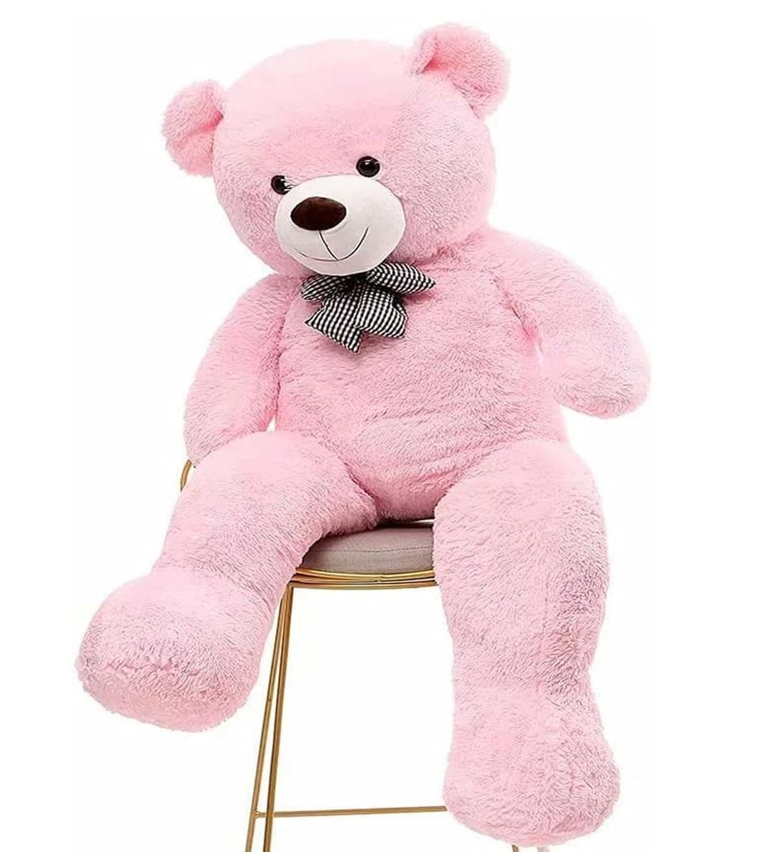 80 cm Papyonlu Sevimli Peluş Şaşkın Ayı - Sevgiliye Özel HEDİYE Pembe