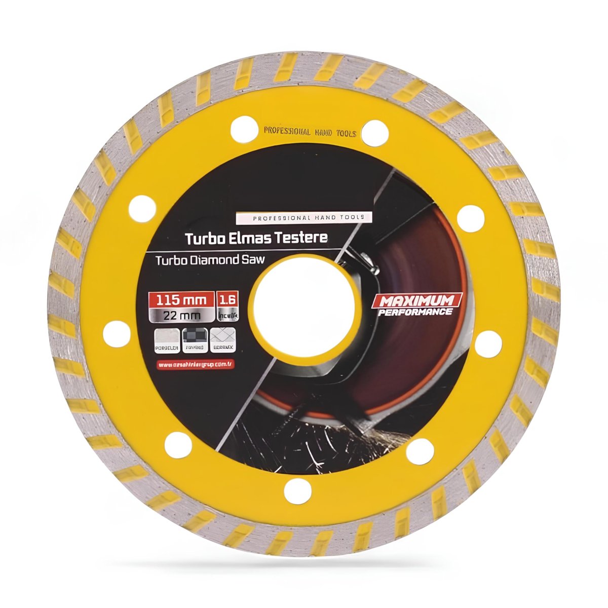 115x22x1.5 mm Turbo Elmas Seramik İnşaat Mermer Porselen Fayans Granit Sulu Kuru Kesim Kesme Disk