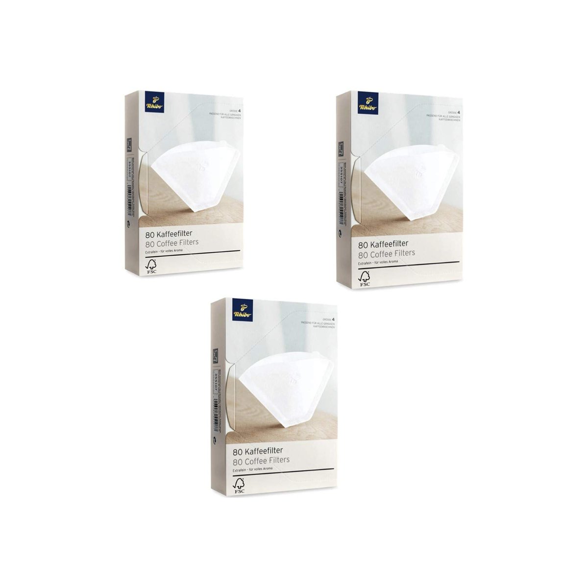 Tchibo 4 Numara (Büyük Boy) Filtre Kahve Kağıdı 3 x 80'li Beyaz
