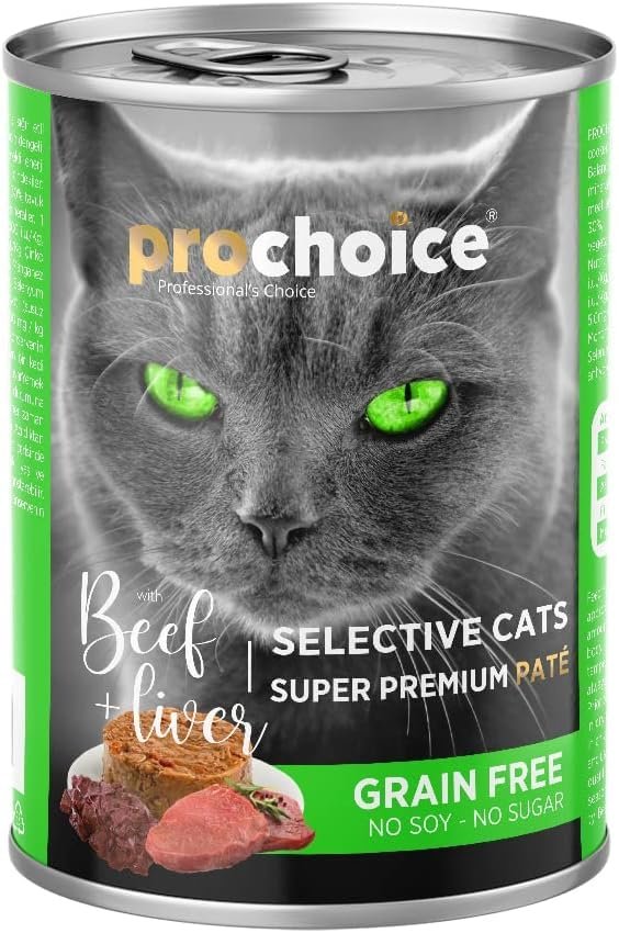 Prochoice Yetişkin Seçici Kediler İçin, Tahılsız, Sığır Etli ve Ciğerli Ezme, 400 g x 12 adet