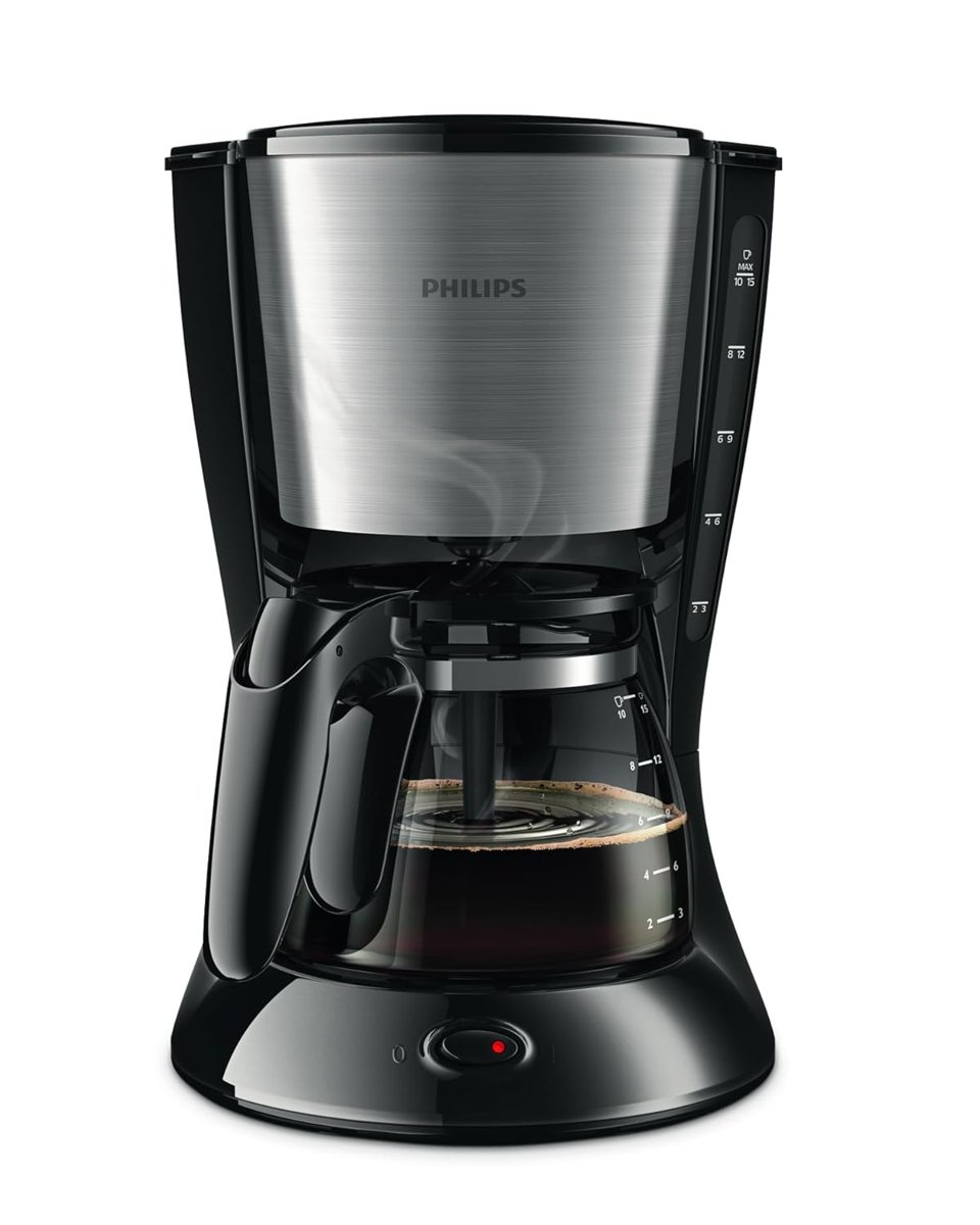 Philips Filtre Kahve Makinesi, 1,2 Lt Kapasite, Otomatik Kapanma, Cam Demlikli, Siyah ve Metal, HD7462/20