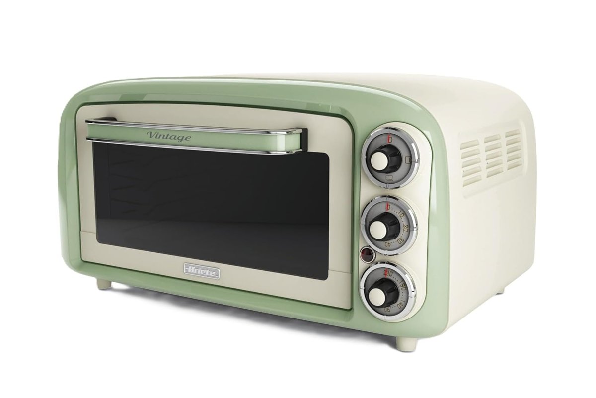 Ariete Vintage Fırın Yeşil 0979/04 - Pizza Fırını, 1380 Watt, 18 Litre Kapasite, 3 Pişirme Fonksiyon