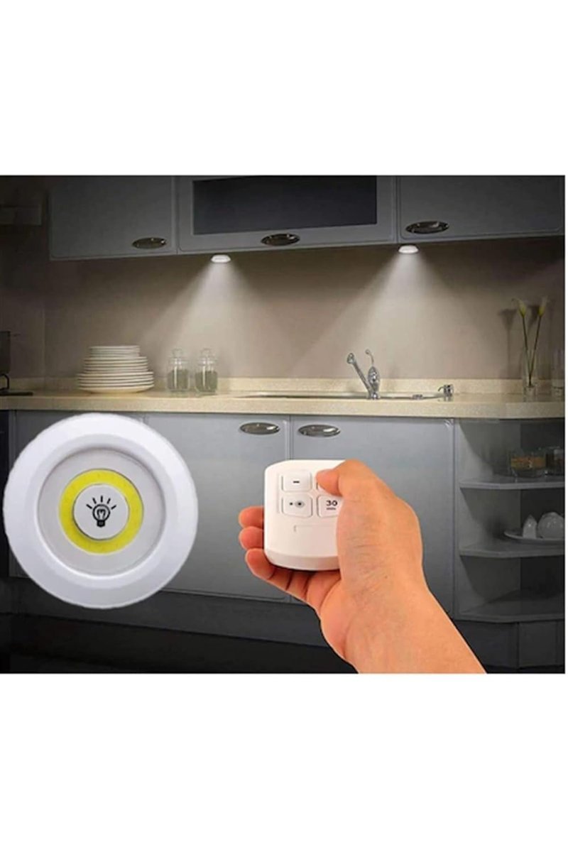 Mobee Uzaktan Kumandalı 3 Lü Spot Led Lamba Kablosuz Pilli Işıldak