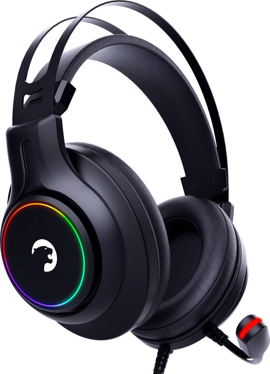 GAMEPOWER Kugon USB Gaming Headset - 7.1 Virtual Surround Sound, Wired Led Headphones with 50MM Drivers, Comfort Design, 360 Spatial Audio, Noise Cancelling Mic for PC, Laptop, Black