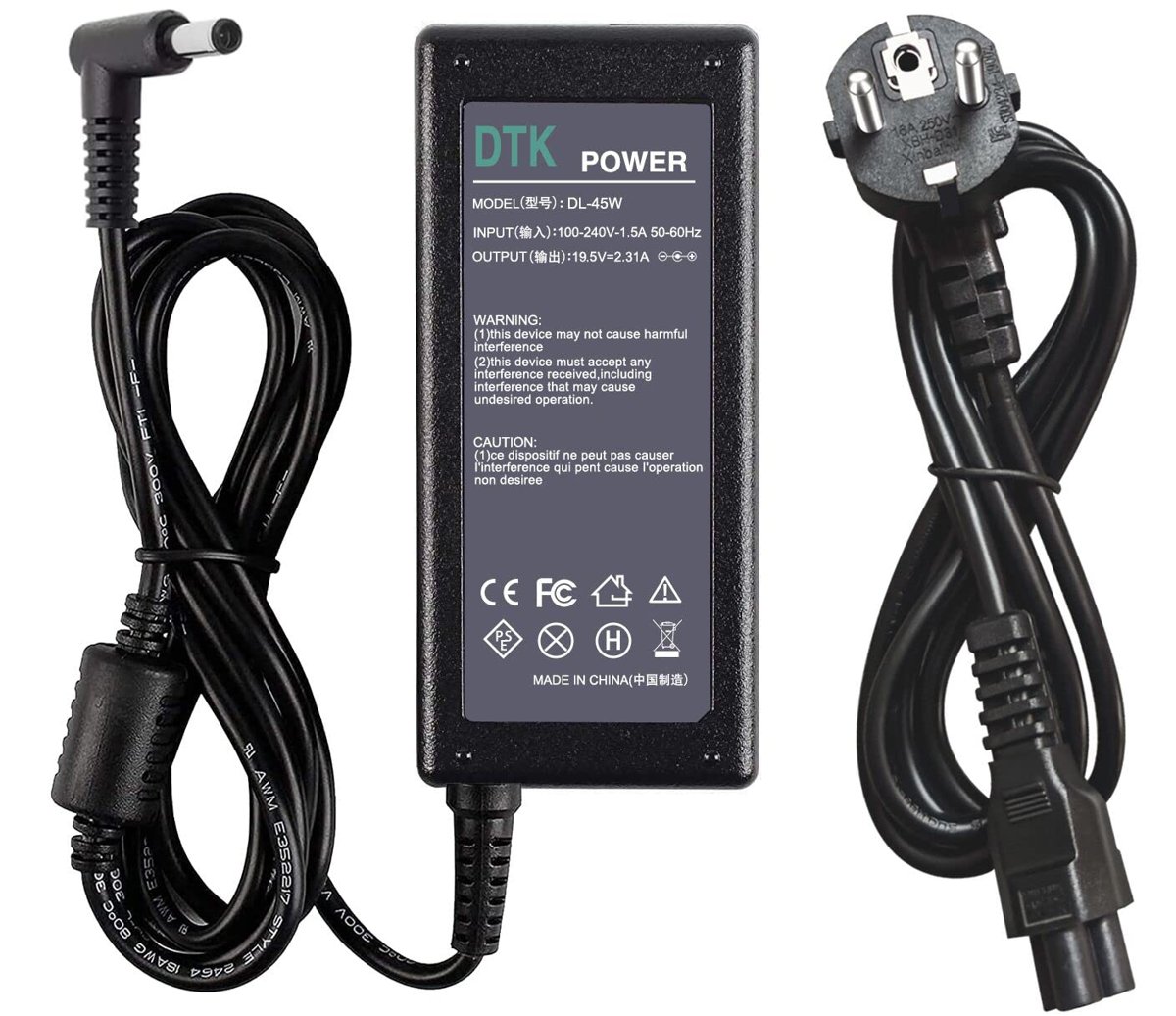 DTK Dell için şarj cihazı 19.5V 2.31A 45W Laptop Güç Kaynağı Dell Inspiron 11 13 14 15 3000 5000 7000 XPS 13 9333 9343 9350 9360 AC Adaptör 4.5 * 3.0 mm