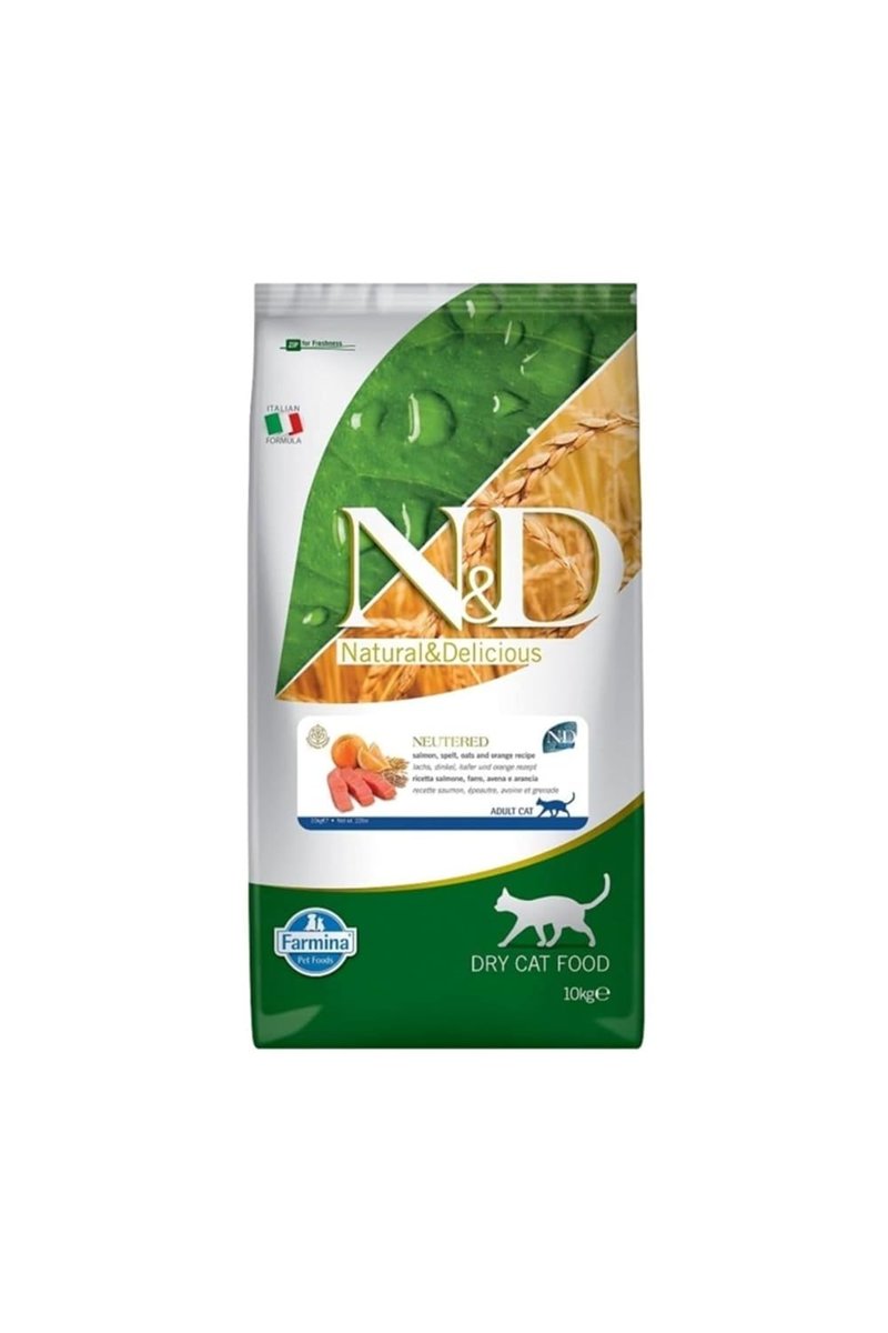 ND Düşük Tahıllı Somonlu Kısırlaştırılmış Kedi Maması 10 kg