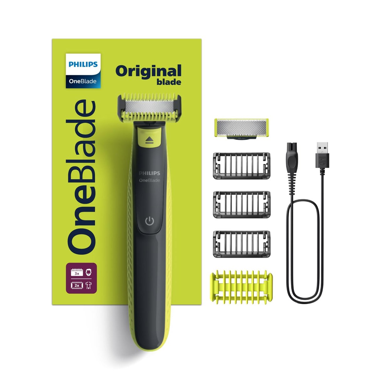 Philips OneBlade Yüz ve Vücut için Hibrit Tıraş Makinesi,Sakal Şekillendirici, Islak/Kuru Kullanım,