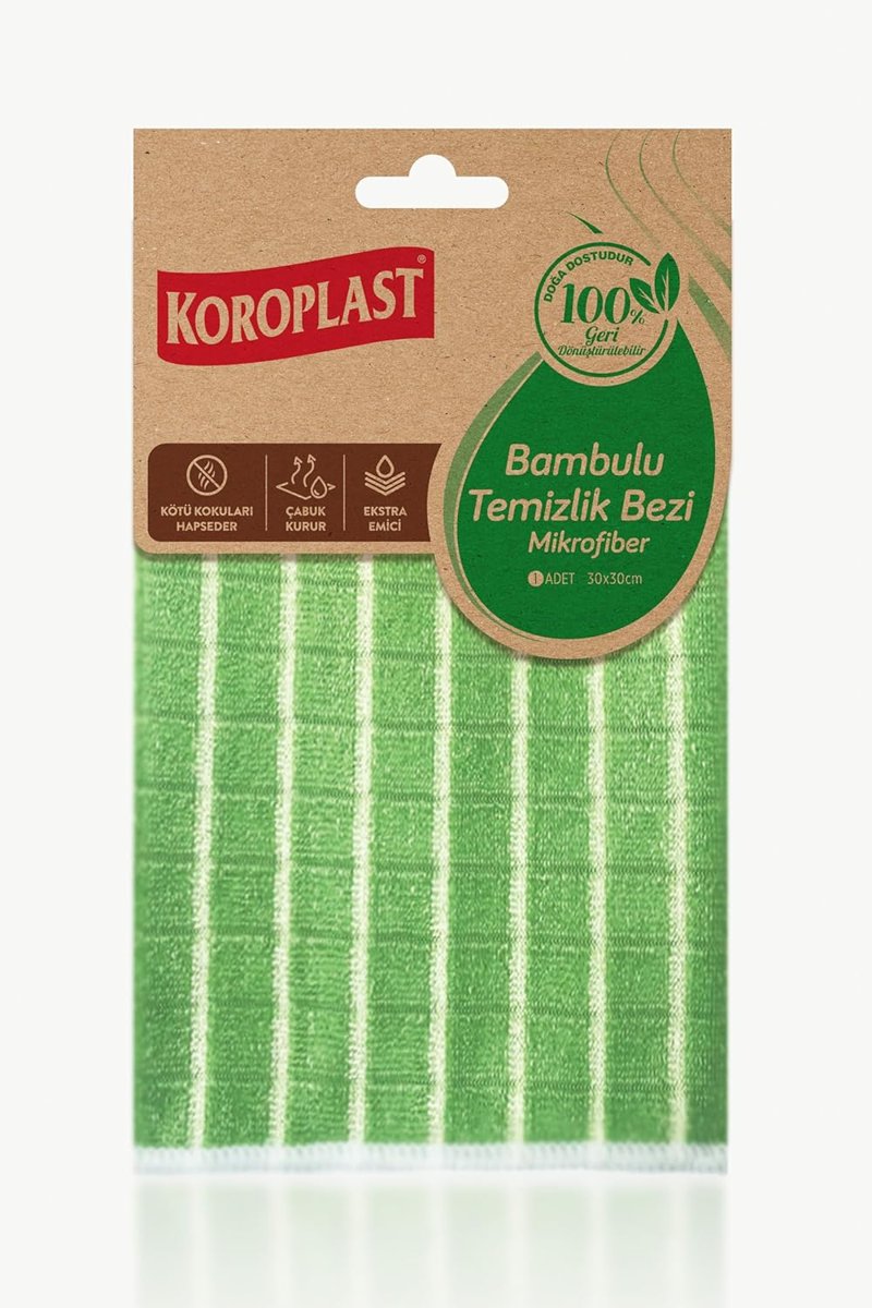 Koroplast Mikrofiber Bambu Temizlik Bezi Tekli, Hızlı Kurulama  Ekstra Sıvı Emici, Uzun Ömürlü Temiz